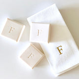 MONOGRAM SQUARE SOAPS SET OF 3 WITH 12 TOWELS