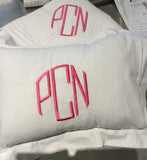 MONOGRAM PILLOW HEMSTITCH LINEN WHITE FLANGE & INSERT