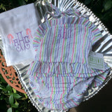 1PC SWIM SUIT MULTI STRIPE SEERSUCKER