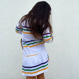 MARDI GRAS STRIPE L/S DRESS