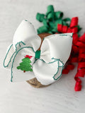 EMBROIDERED CHRISTMAS TREE HAIRBOW