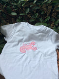 CRAWFISH APPLIQUE & EMBROIDERED SHORT SLEEVE T SHIRT PINK