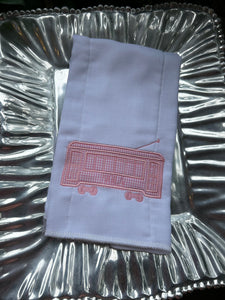 STREETCAR PINK APPLIQUE EMBROIDERED BURP CLOTH