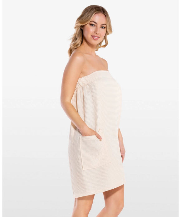 MONOGRAM WAFFLE BEIGE BATH WRAP