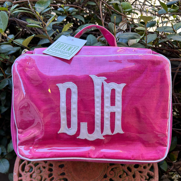 APPLIQUE MONOGRAM ZIP COSMETIC BAG