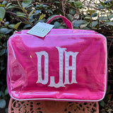 APPLIQUE MONOGRAM ZIP COSMETIC BAG