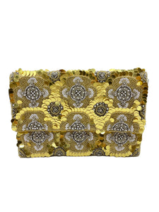 BEADED GOLD FLOWERS CLUTCH