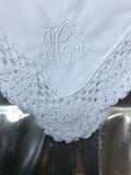 LACE HANDKERCHIEF w/ MONOGRAM