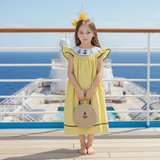 SMOCKED YELLOW GINGHAM ANCHORS ANGEL WING DRESS