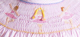 Pink Gingham Ballerina Smocked Long Sleeve Bishop Dress: 4