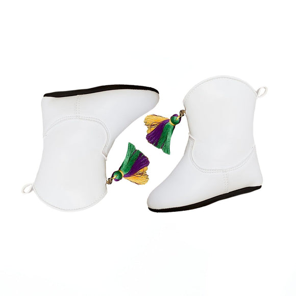 INFANT MARDI GRAS MAJORETTE BOOTS WITH TASSELS