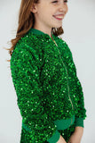 KELLY GREEN VELVET SEQUIN JACKET