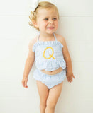 MONOGRAM 2PC SWIM SUIT BLUE SEERSUCKER