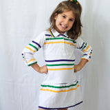 MARDI GRAS STRIPE L/S DRESS