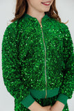 KELLY GREEN VELVET SEQUIN JACKET
