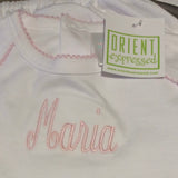 MONOGRAM LAYETTE GOWN WHITE W/PINK PICOT TRIM by Paty