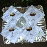EMBRIODERED ESPRESSO MARTINI COCKTAIL NAPKINS S/4