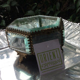 GLASS/BRASS TINKET/JEWELRY BOX