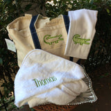 MONOGRAM HOODED TERRY HOODED TOWEL & BATH GLOVE SET
