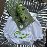 EMBROIDERED ALLIGATOR EYELET DIAPER COVER