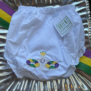 MARDI GRAS EMBROIDERED KING CAKE BABY DIAPER COVER
