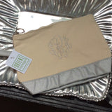 MONOGRAM METALLIC CANVAS MAKEUP BAG or POUCH