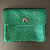 LEATHER METALLIC GREEN POUCH