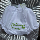 EMBROIDERED ALLIGATOR EYELET DIAPER COVER