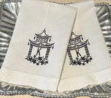 MONOGRAM 'HONG KONG' PAGODA GUEST OR HAND TOWEL