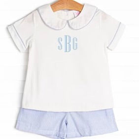 MONOGRAM PATY 2PC SEERSUCKER SHORT SET