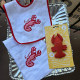 RED CRAWFISH TERRY BIB APPLIQUE