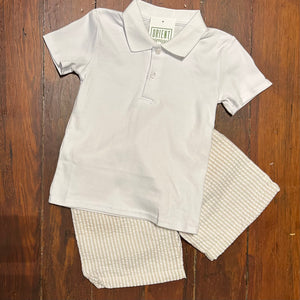 MONOGRAM 2PC KHAKI SEERSUCKER SHORT SET