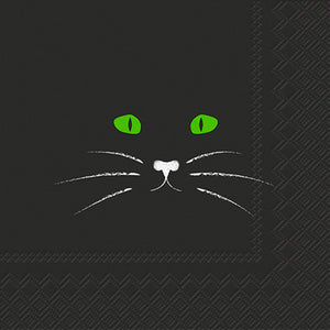 BLACK CAT FACE PAPER COCKTAIL NAPKINS