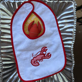 RED CRAWFISH TERRY BIB APPLIQUE