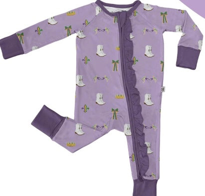 MARDI GRAS BOOTS ZIP RUFFLE PJS