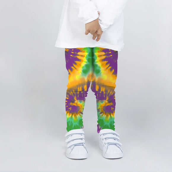 MARDI GRAS KIDS TIE DYE  LEGGINGS