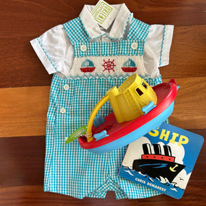 SMOCKED SAILBOAT JOHN JOHN & SHIRT