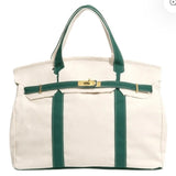 CANVAS BOATKIN IVORY/GREEN Delivery July 15th, 2026