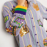 MARDI GRAS ADULT SEQUIN STRIPE SHIRT