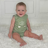 MONOGRAM SAGE 2PC DIAPER COVER SET