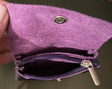 LEATHER METALLIC PURPLE POUCH
