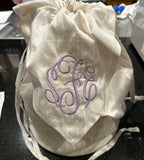 MONOGRAM SILK DRAWSTRING BAG