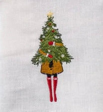 BEAUTIFUL EMBROIDERED GIRL TREE LINEN