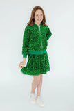 KELLY GREEN VELVET SEQUIN JACKET
