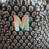 MONOGRAM BLOCK PRINT QUILTED OVERSIZED TOTE BLACK PRINT