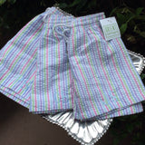 MULTI STRIPE SEERSUCKER SWIM TRUNKS