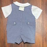 SMOCKED NATIVITY NAVY GINGHAM JOHN JOHN or ROMPER