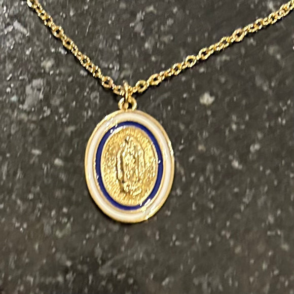 NECKLACE MARY WITH BLUE ENAMEL