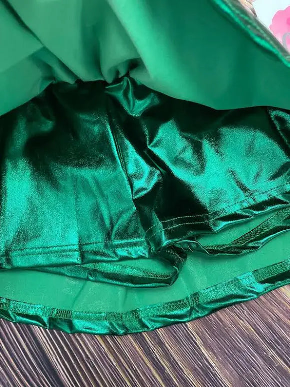 METALLIC GREEN SKIRT WITH SHORTS