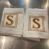 EMBROIDERED INITIAL TERRY  HAND TOWEL